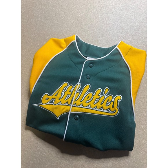 Kids Athletics Chavez #3 Baseball Jersey True Fan MLB Oakland Green Gold - Picture 9 of 9
